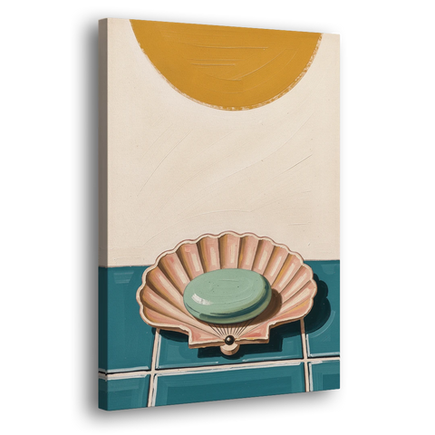 Mid Century Modern Bathroom Art Scallop Shell Soap Dish - Canvas Wall Art - Side