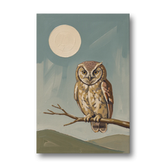 Mid Century Modern Gallery Wall Owl Under the Moon - Canvas Wall Art - Front