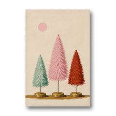 Mid Century Modern Holiday Decor of Bottle Brush Trees - Canvas Wall Art - Front