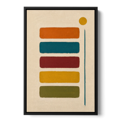 Mid Century Modern Home Decor with Five Stacked Swatches - Black Framed Canvas Wall Art - Front