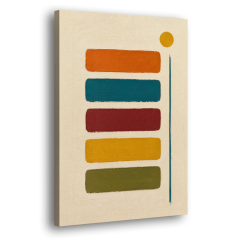Mid Century Modern Home Decor with Five Stacked Swatches - Canvas Wall Art - Side