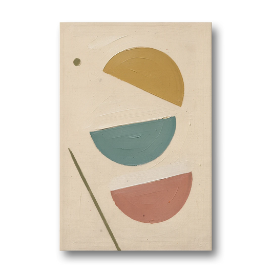 Mid Century Modern Prints of Three Tipping Half Moons - Canvas Wall Art - Front