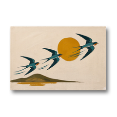 Mid Century Modern Wall Art for Living Room Swallows - Canvas Wall Art - Front