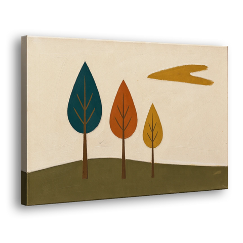 Mid Century Modern Wall Art of Three Trees - Canvas Wall Art - Side