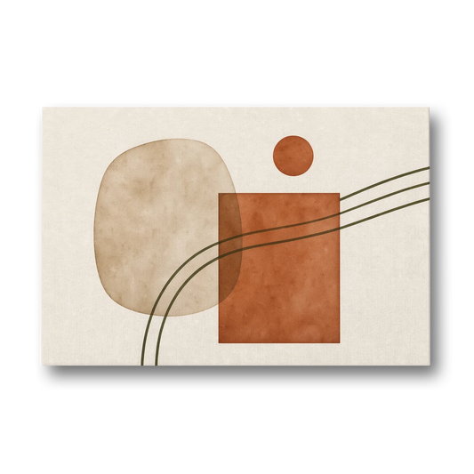 Mid Century Modern Wall Decor Pebble and Olive Arcs - Canvas Wall Art - Front