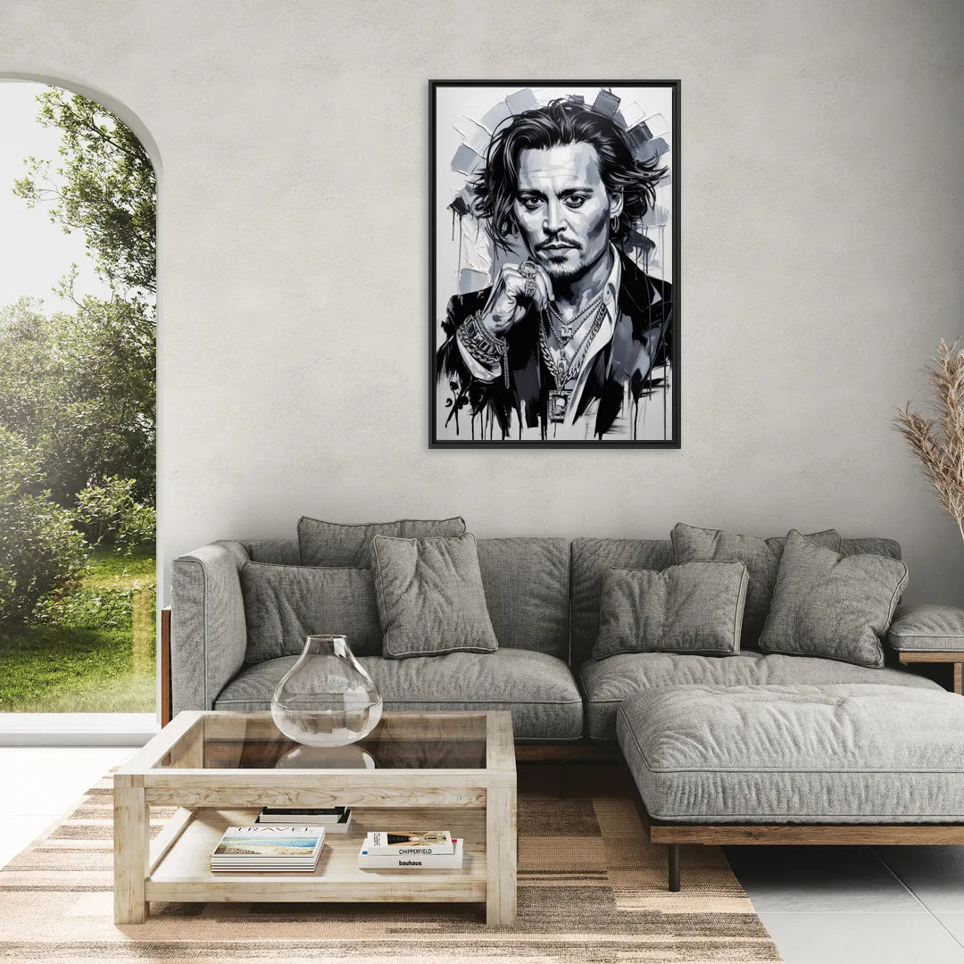 Midnight Voyage - Living Room Black Frame Canvas