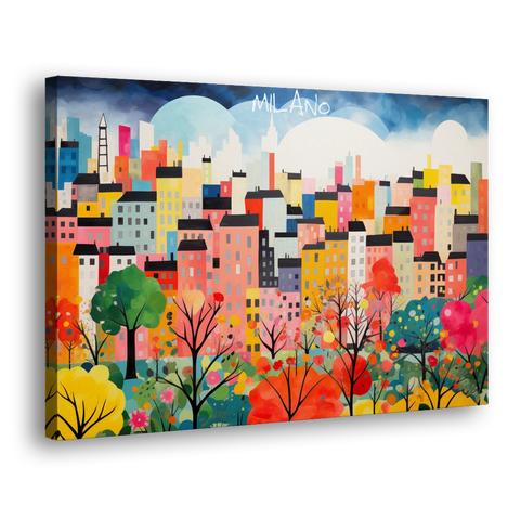 Milan Art of a Colorful Skyline - Canvas Wall Art - Side