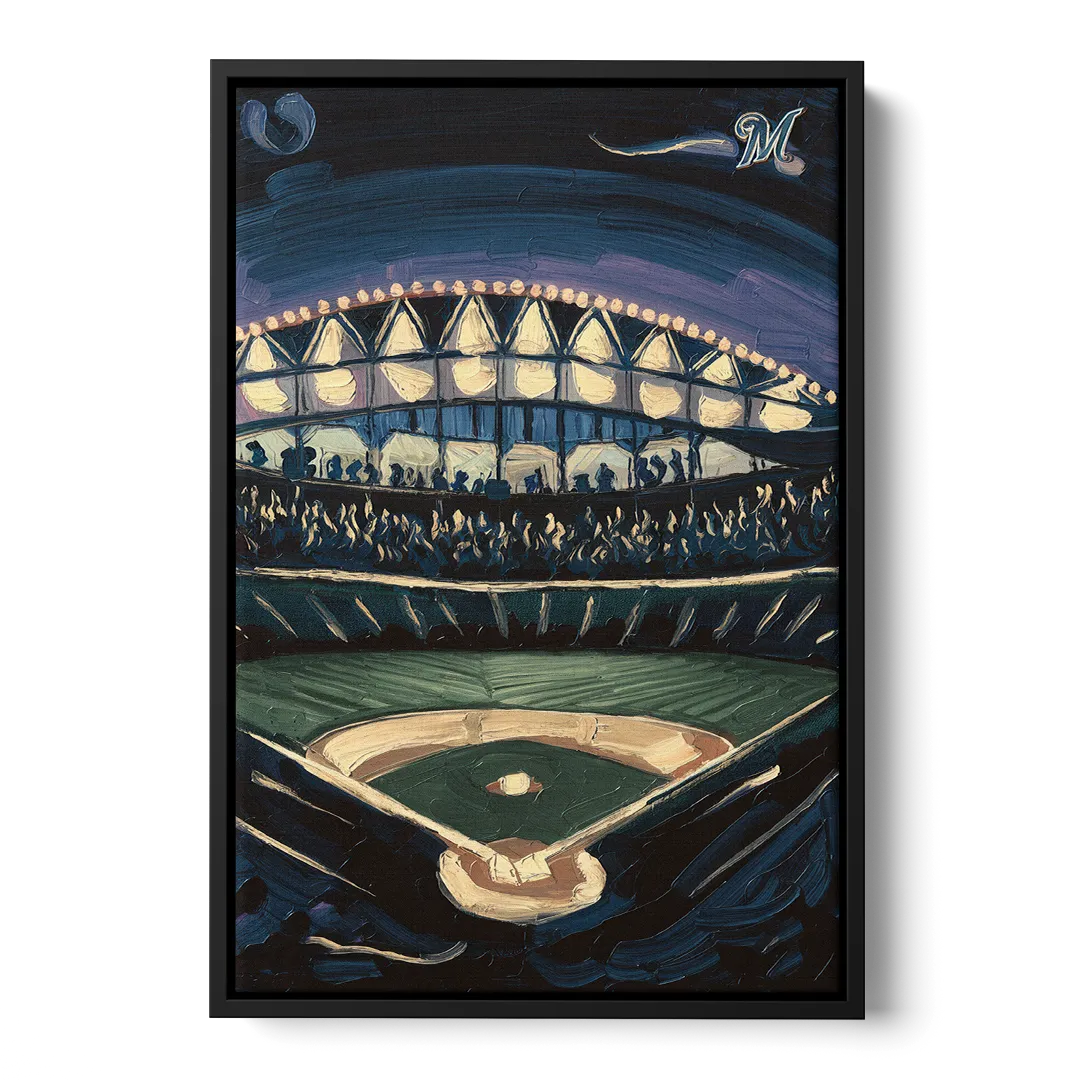 Milwaukee Brewers Celebration Front - Black Canvas Wall Art