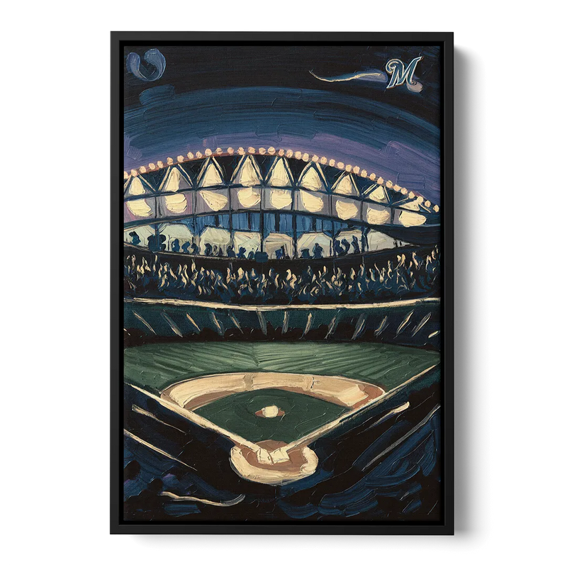 Milwaukee Brewers Celebration Front - Black Canvas Wall Art