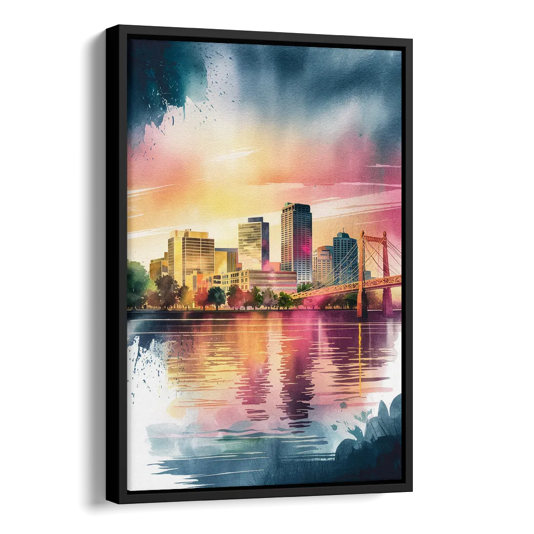 Milwaukee Cityscape Beauty Side - Black Canvas Wall Art