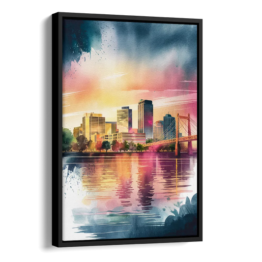 Milwaukee Cityscape Beauty Side - Black Canvas Wall Art