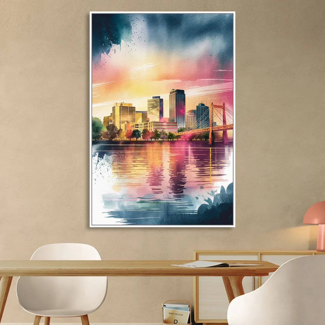 Milwaukee Cityscape Beauty Living Room - White Canvas Wall Art