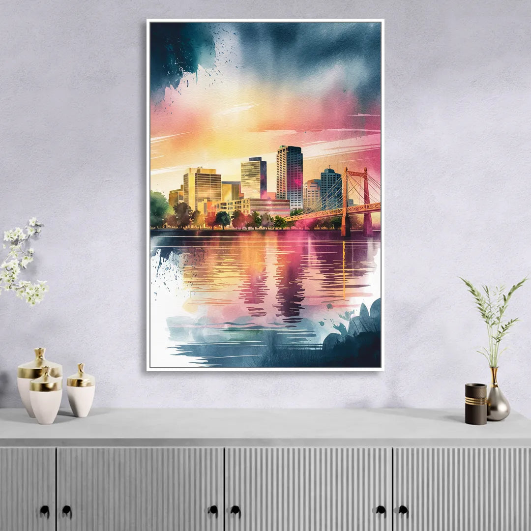 Milwaukee Cityscape Beauty Sitting Room - White Canvas Wall Art
