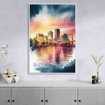 Milwaukee Cityscape Beauty Sitting Room - White Canvas Wall Art