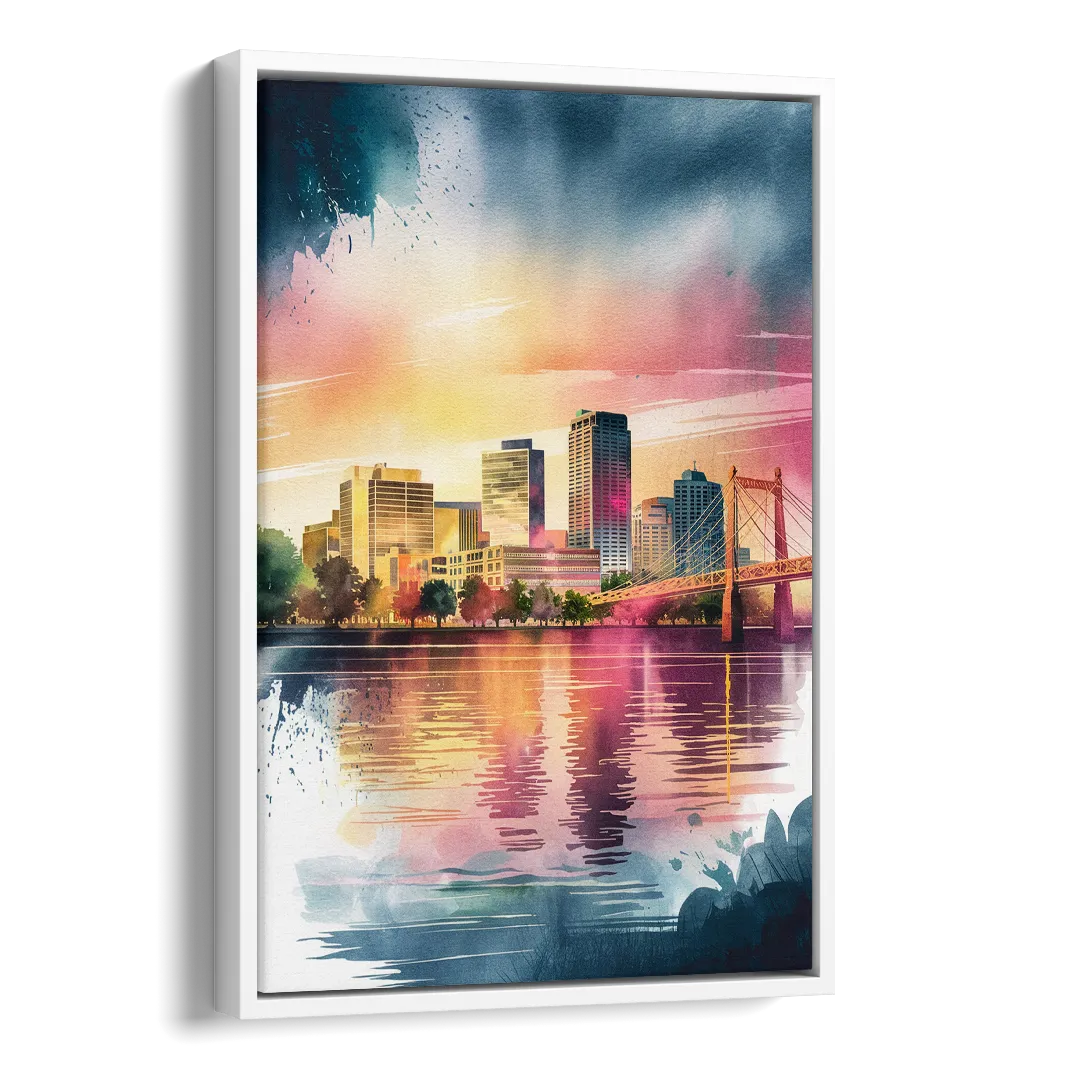 Milwaukee Cityscape Beauty Side - White Canvas Wall Art