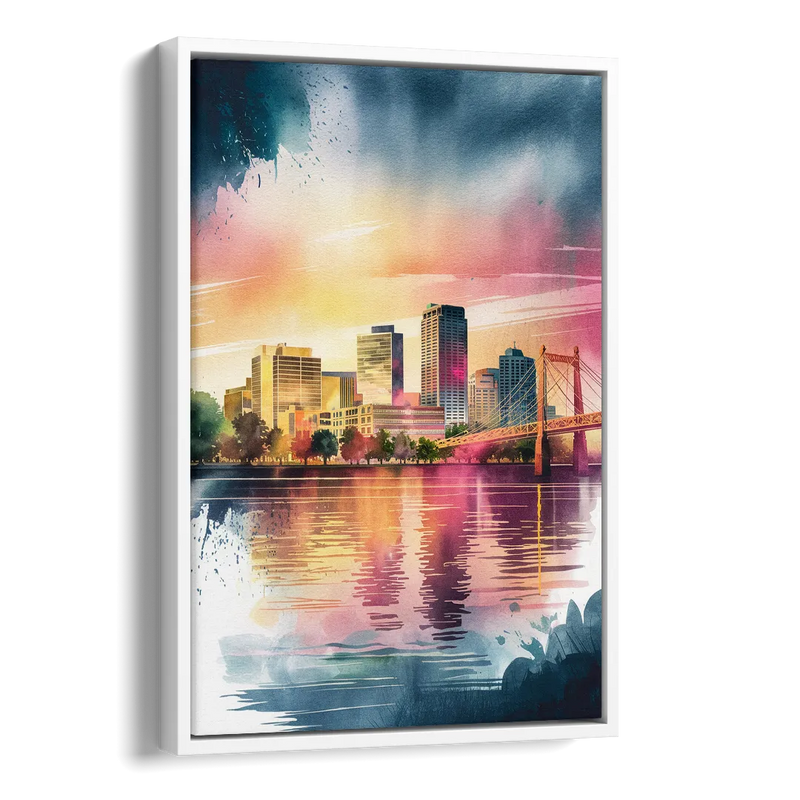 Milwaukee Cityscape Beauty Side - White Canvas Wall Art