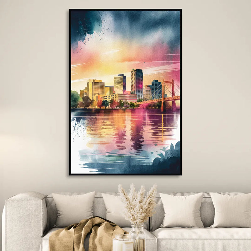Milwaukee Cityscape Beauty Sitting Room - Black Canvas Wall Art