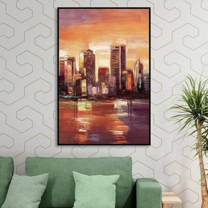 Milwaukee Downtown Skyline Sitting Room - Black Canvas Wall Art