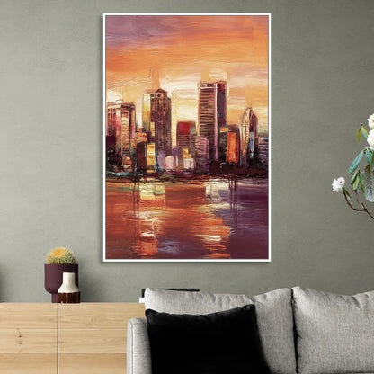 Milwaukee Downtown Skyline Sitting Room - White Canvas Wall Art