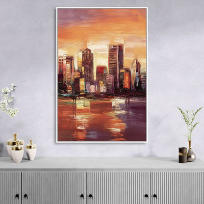Milwaukee Downtown Skyline Living Room - White Canvas Wall Art