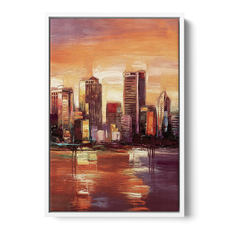 Milwaukee Downtown Skyline Front - White Canvas Wall Art