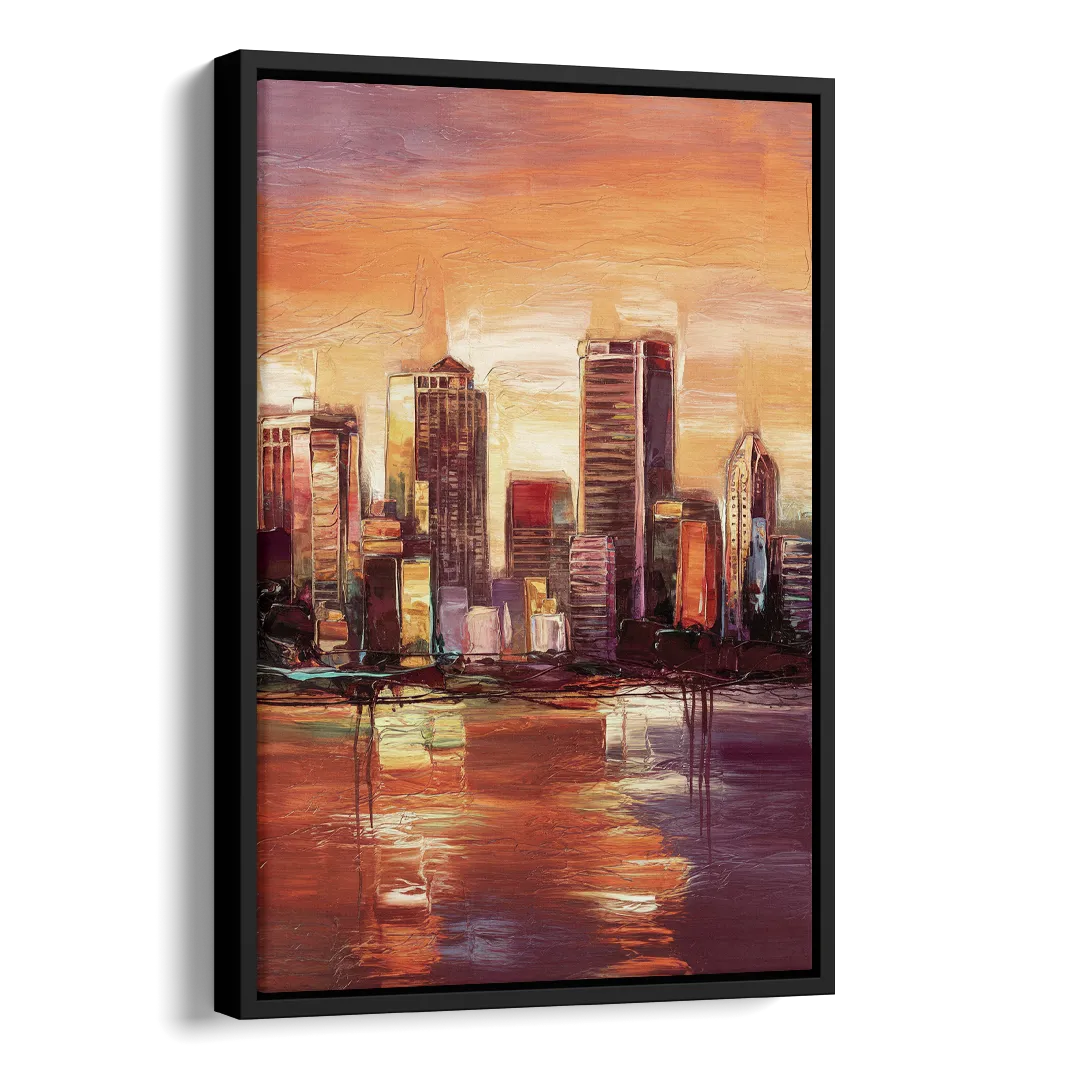 Milwaukee Downtown Skyline Side - Black Canvas Wall Art