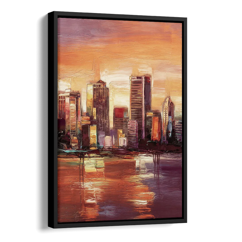 Milwaukee Downtown Skyline Side - Black Canvas Wall Art
