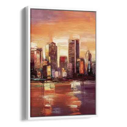 Milwaukee Downtown Skyline Side - White Canvas Wall Art