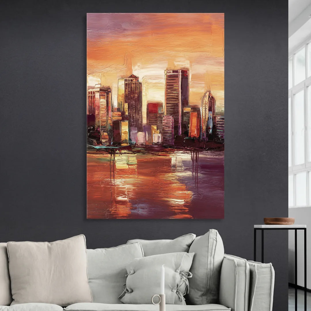 Milwaukee Downtown Skyline Living Room - Canvas Wall Art