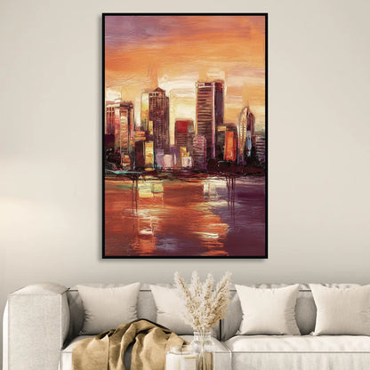 Milwaukee Downtown Skyline Living Room - Black Canvas Wall Art