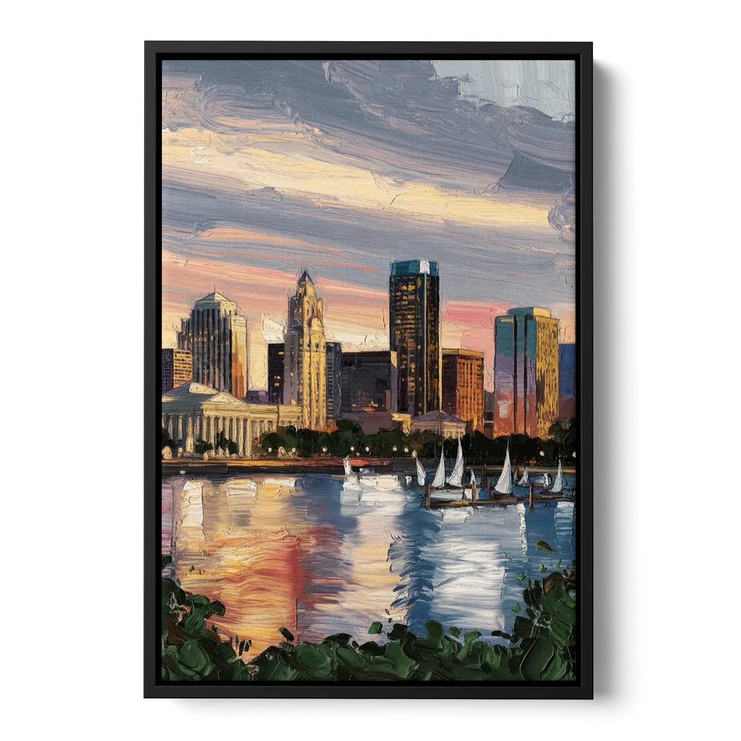 Milwaukee Historic Landmarks Front - Black Canvas Wall Art