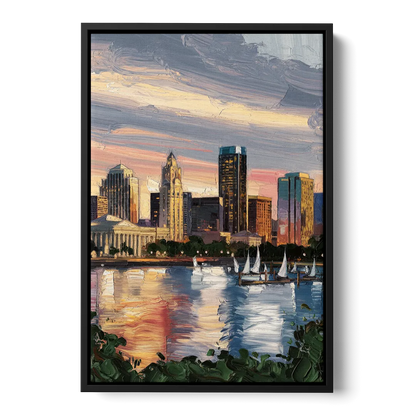 Milwaukee Historic Landmarks Front - Black Canvas Wall Art