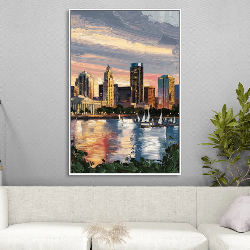 Milwaukee Historic Landmarks Sitting Room - White Canvas Wall Art