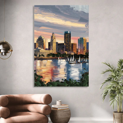 Milwaukee Historic Landmarks Living Room - Canvas Wall Art