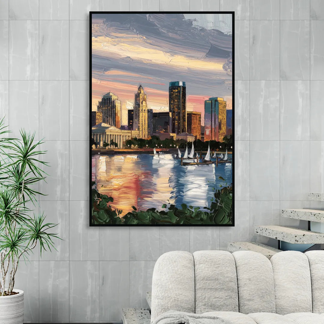 Milwaukee Historic Landmarks Sitting Room - Black Canvas Wall Art