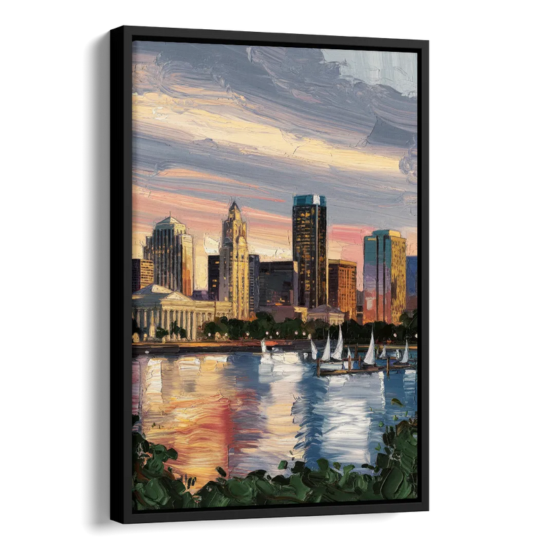 Milwaukee Historic Landmarks Side - Black Canvas Wall Art