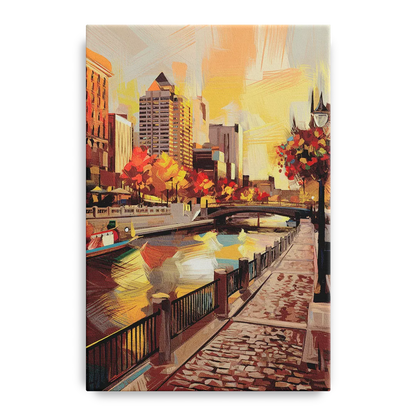 Milwaukee Riverwalk Views Front - Canvas Wall Art