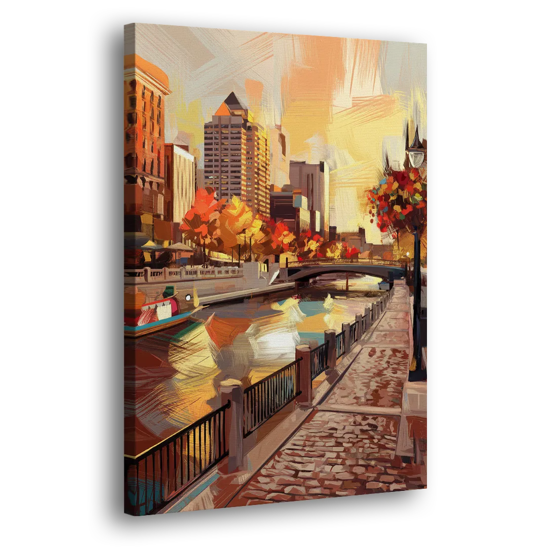 Milwaukee Riverwalk Views Side - Canvas Wall Art