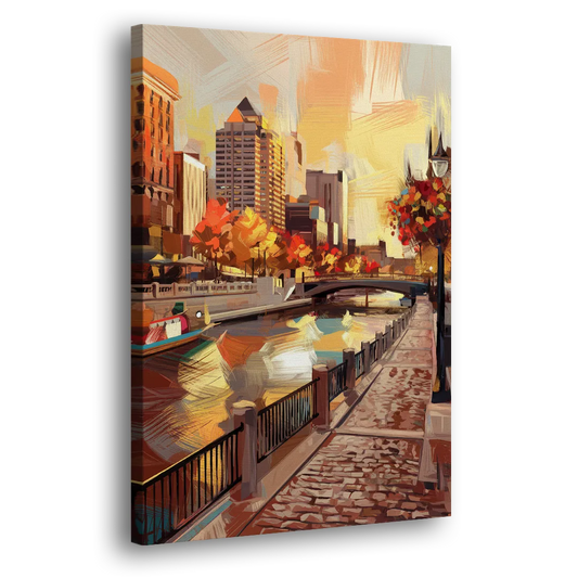 Milwaukee Riverwalk Views Side - Canvas Wall Art