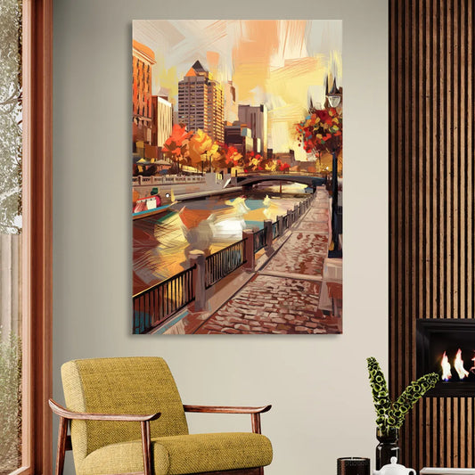 Milwaukee Riverwalk Views Living Room - Canvas Wall Art