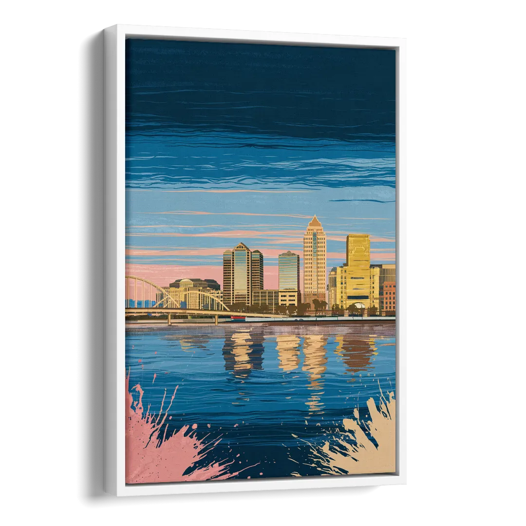 Milwaukee Wisconsin Charm Side - White Canvas Wall Art