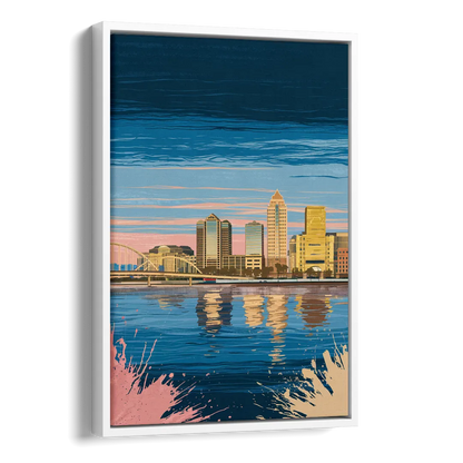 Milwaukee Wisconsin Charm Side - White Canvas Wall Art