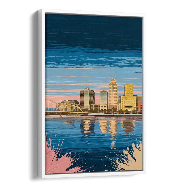 Milwaukee Wisconsin Charm Side - White Canvas Wall Art