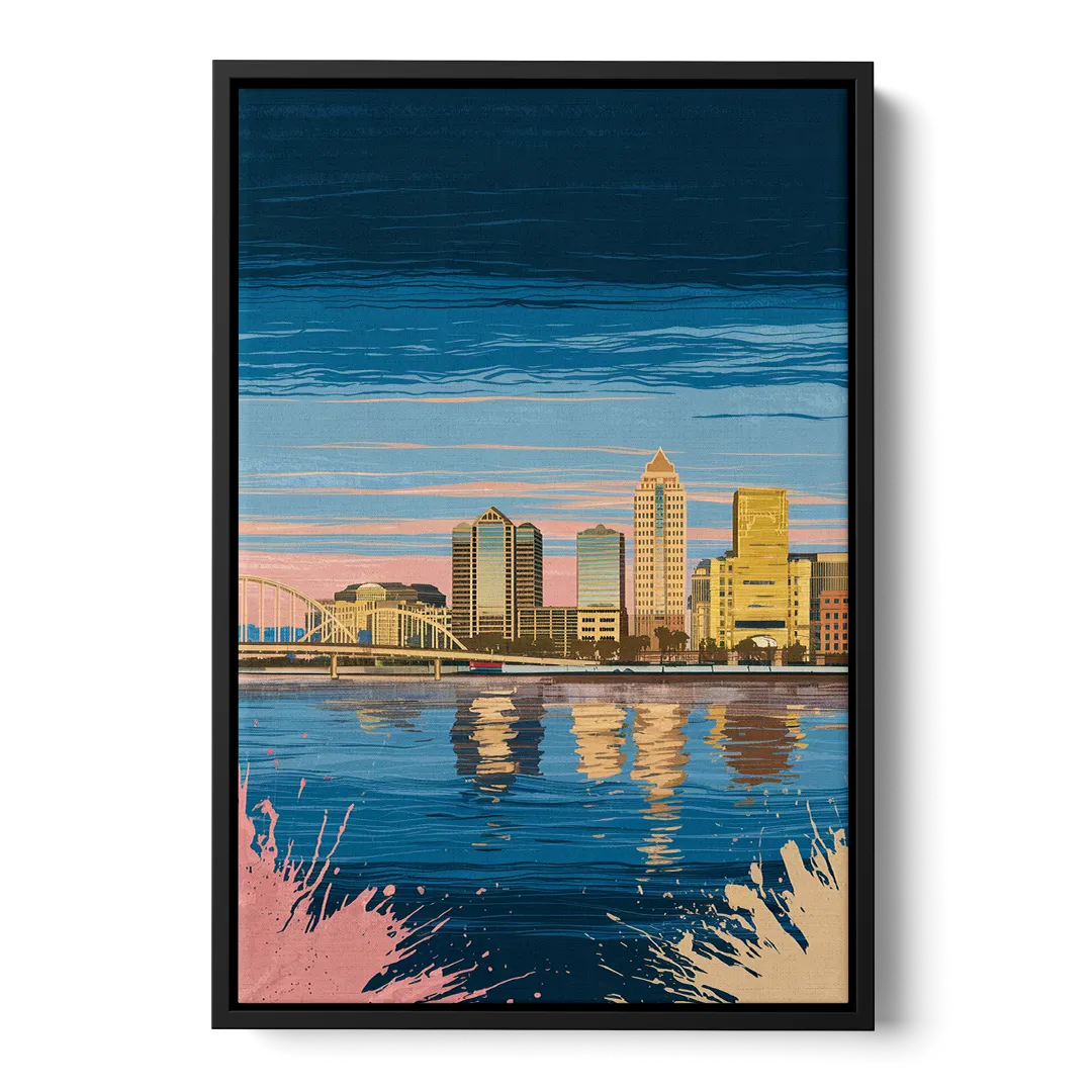 Milwaukee Wisconsin Charm Front - Black Canvas Wall Art