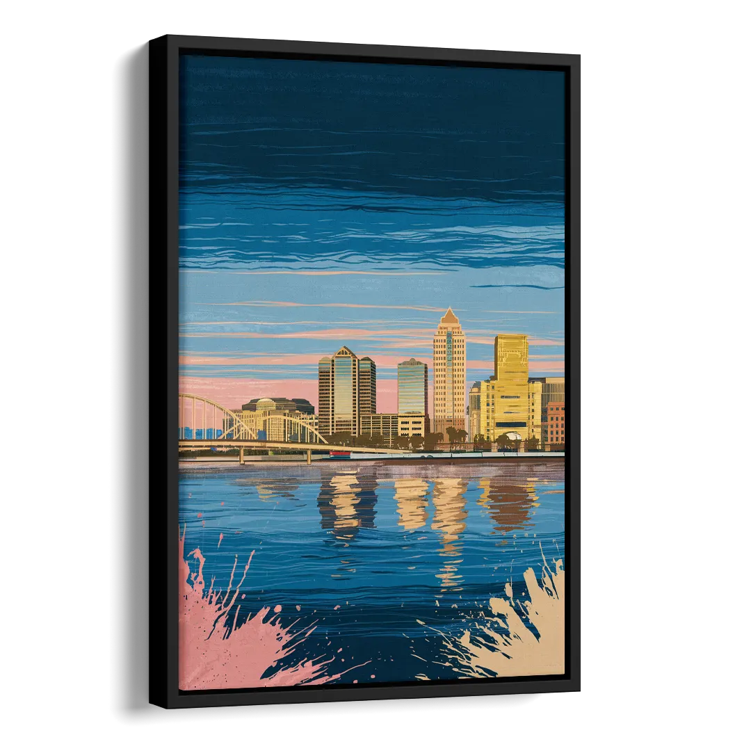 Milwaukee Wisconsin Charm Side - Black Canvas Wall Art