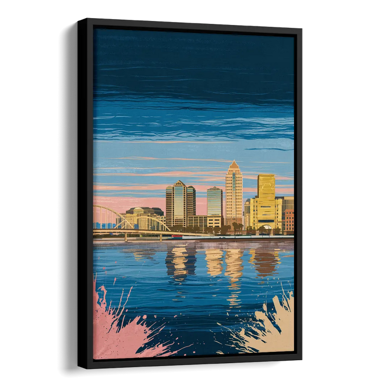 Milwaukee Wisconsin Charm Side - Black Canvas Wall Art