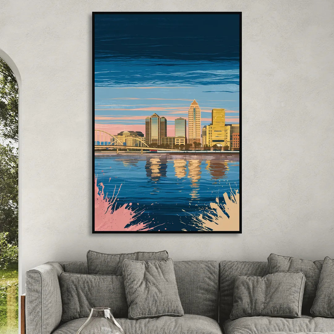 Milwaukee Wisconsin Charm Sitting Room - Black Canvas Wall Art