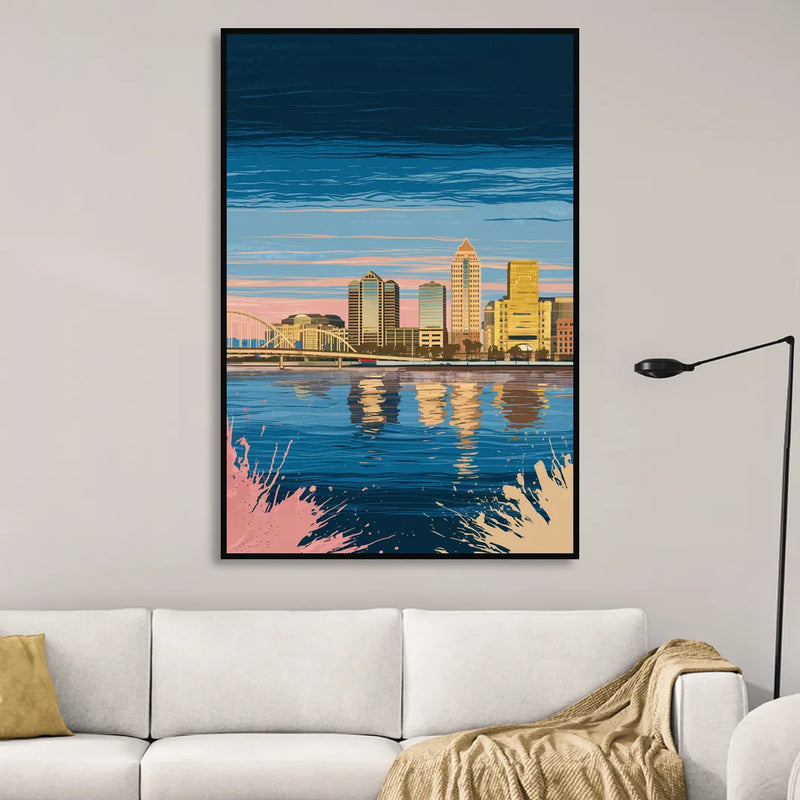 Milwaukee Wisconsin Charm Living Room - Black Canvas Wall Art