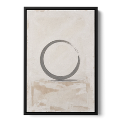 Minimal Wall Art of an Open Graphite Circle - Black Framed Canvas Wall Art - Front