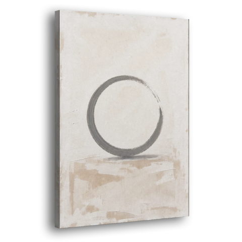 Minimal Wall Art of an Open Graphite Circle - Canvas Wall Art - Side